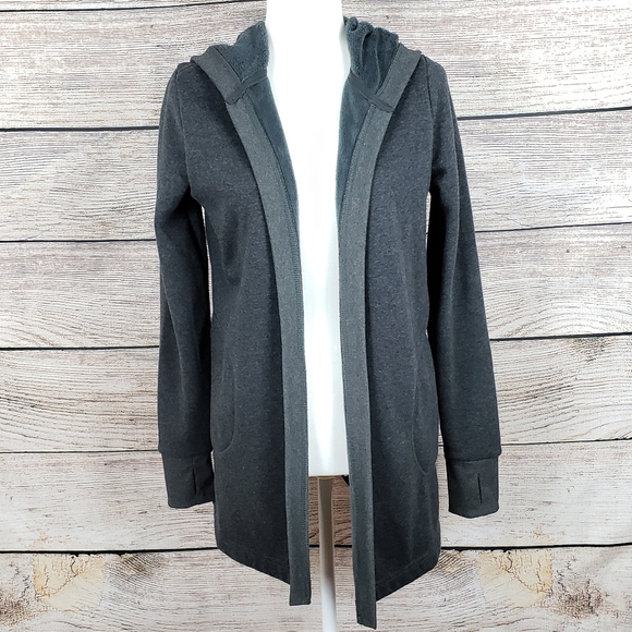 grey hooded cardigan womens